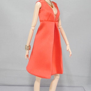 Coral Prelude Cocktail Dress for 12 Fashions Dolls Such as Mizi, Nu.Face and Tall Made-to-Move Barbie image 3