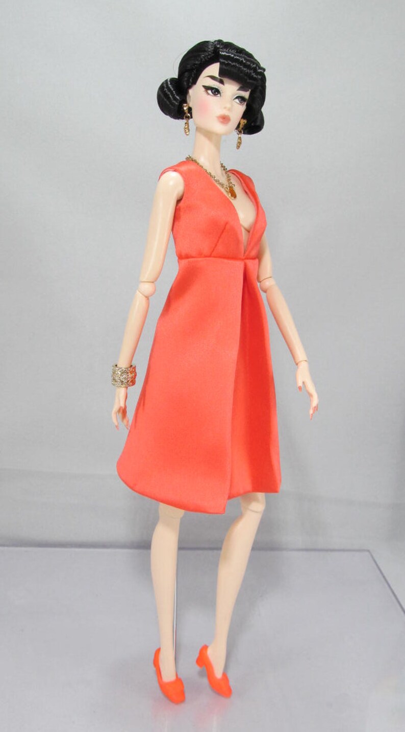 Coral Prelude Cocktail Dress for 12 Fashions Dolls Such as Mizi, Nu.Face and Tall Made-to-Move Barbie image 3