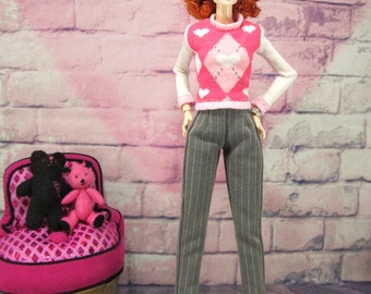 Argyle in Love - Fashion for 12" Dolls Such as Fashion Royalty, Mizi, Nu.Face and Tall Made to Move Barbie