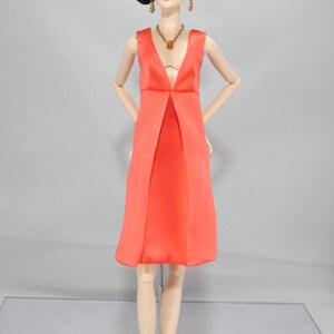 Coral Prelude Cocktail Dress for 12 Fashions Dolls Such as Mizi, Nu.Face and Tall Made-to-Move Barbie image 2