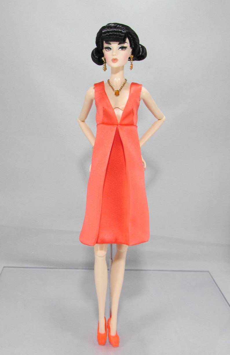 Coral Prelude Cocktail Dress for 12 Fashions Dolls Such as Mizi, Nu.Face and Tall Made-to-Move Barbie image 2