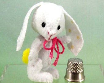 Hoppy Easter Bunny (Yellow Polka Dots) - Miniature Jointed Stuffed Animal