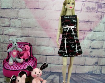 Love is the Word - Dress for 12" Dolls Such as Fashion Royalty, East 59th St, Mizi, Nu.Face, Poppy Parker, Made to Move Barbie and More