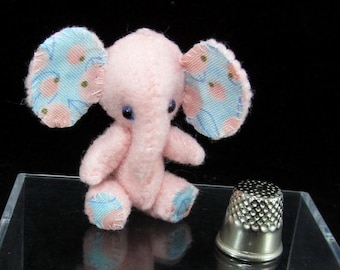 Éléphant rose baies - Peluche miniature articulée