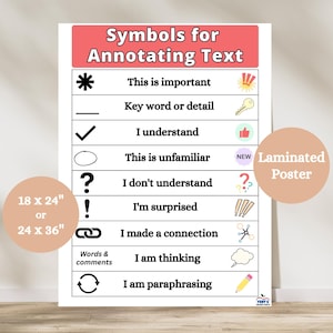Annotation While Reading Anchor Chart, Annotate the Text Poster, Reading Comprehension Anchor Chart, ELA Classroom Decor, Reading Poster