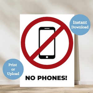 No Cell Phones Poster, No Phones in School Sign, Printable Phone Poster, High School Classroom Management Anchor Chart, No Cell Phone Zone