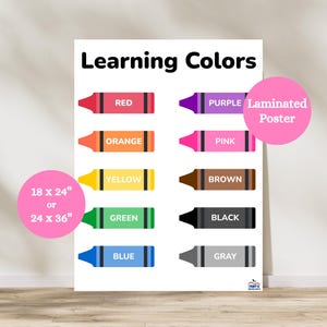 Learning Colors Poster, Early Learning Anchor Charts, Types of Colors, Color Recognition Poster, Education Wall Art, PreK Learning Poster