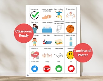 Basic Communication Board for Kids, Language Board, Non Verbal Communication Board, Speech Therapy Poster, AAC Board for Kids, Teach Speech