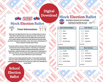 Printable Elementary Mock Election Ballot | School Voting Activity (PDF)