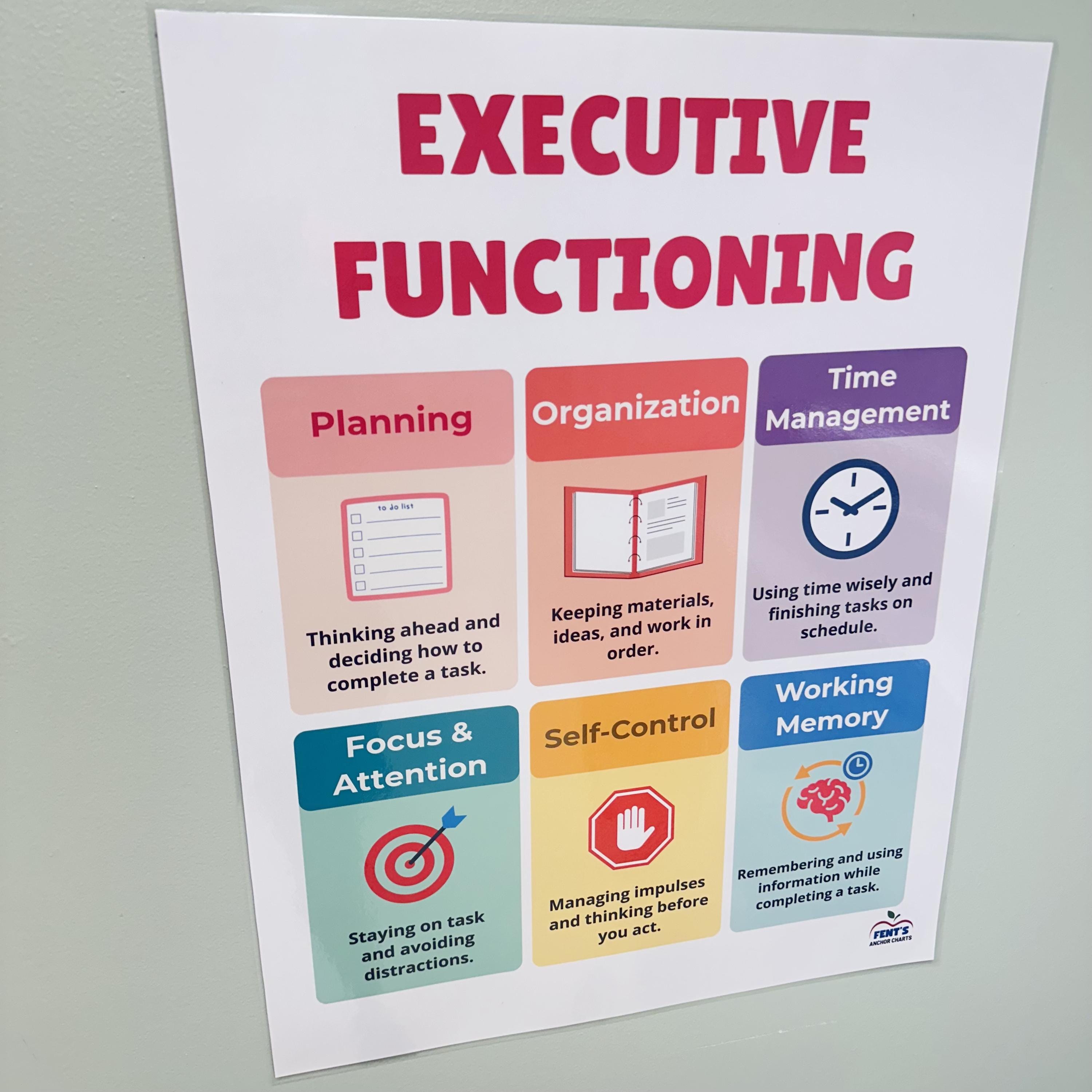 Executive Functioning Skills Laminated Anchor Chart | Study Skills ...
