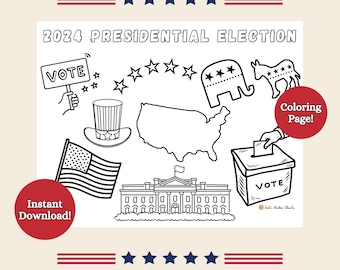2024 Presidential Election Coloring Sheet, Presidential Election Resources, Learn about the Election Print, Presidential Election Worksheet