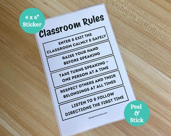 Classroom Rules Poster, Classroom Management Poster, Thermal Printed Anchor Chart Sticker, Positive Behavior, Classroom Rules Anchor Chart