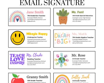 Custom Teacher Email Signature, Principal Email Signature, Cute BOHO Email, Professional School Email, School Counselor, Personalized Email