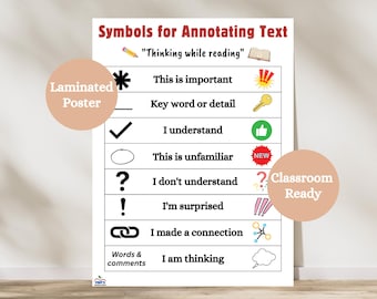 Annotating Text Symbols Poster | Reading Comprehension Anchor Chart