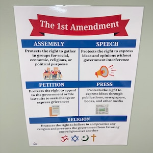 First Amendment Laminated Poster | Bill of Rights Anchor Chart - Etsy