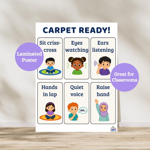 Classroom Carpet Expectations Poster | Pre School Laminated Anchor Charts