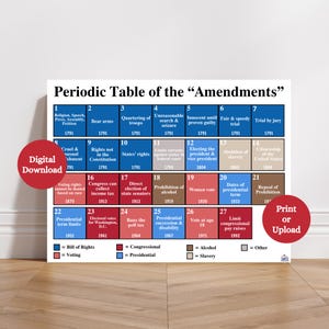 Periodic Table of Amendments Poster | US Constitution Anchor Chart | History Classroom Decor (Digital Download)