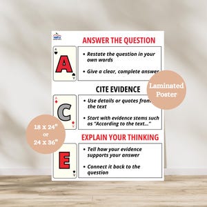 ACE Writing Anchor Chart, ACE Writing Strategy Poster, ELA Classroom Decor, Steps to Writing, Writing Process Poster, Writing Anchor Charts