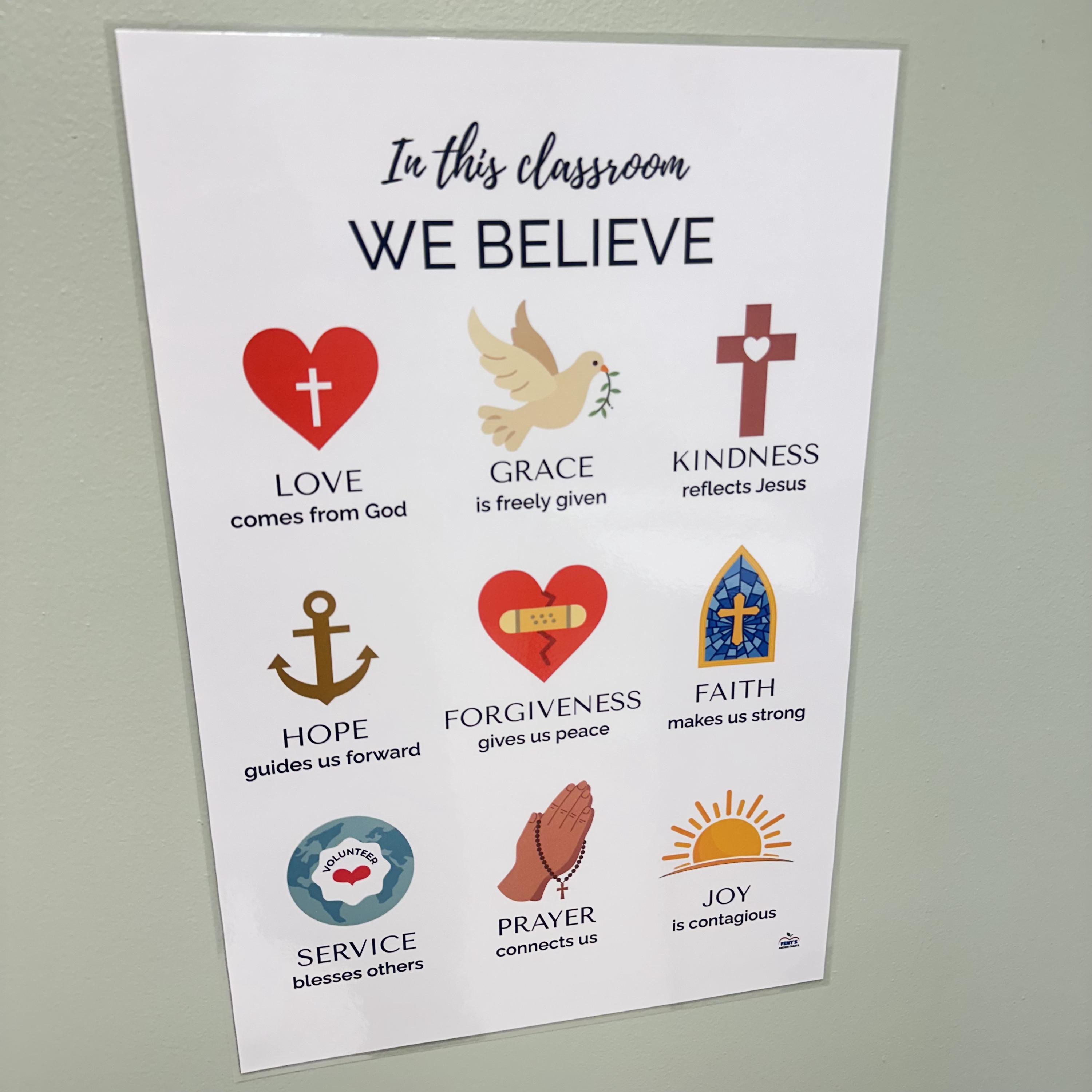 Catholic Classroom Values Poster | Laminated Christian Education Decor ...
