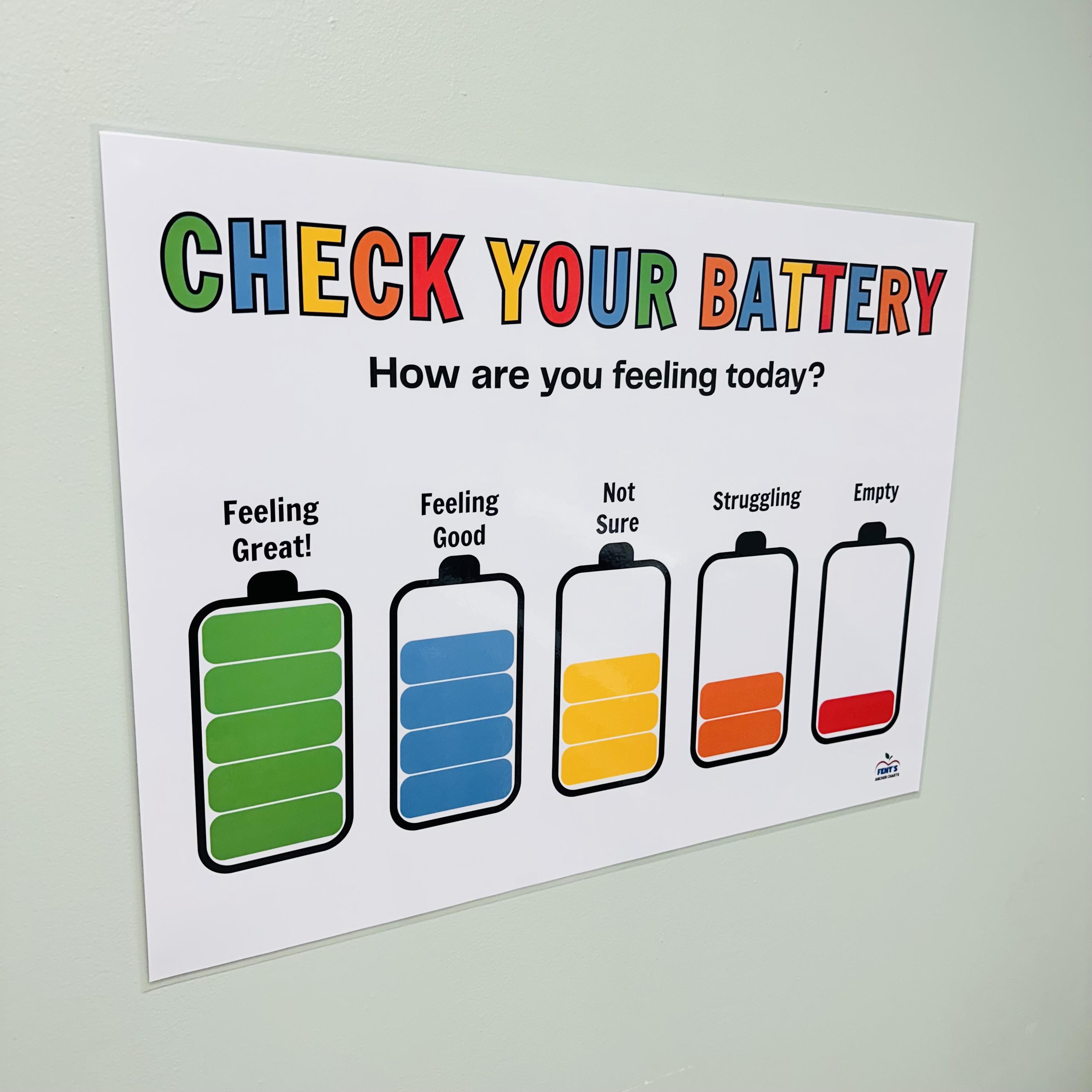 Check Your Battery Feelings Poster | SEL Laminated Anchor Chart - Etsy