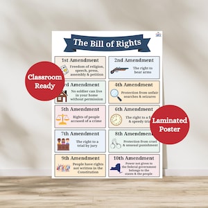 Bill of Rights Laminated Poster | 10 Amendments Anchor Chart - Etsy