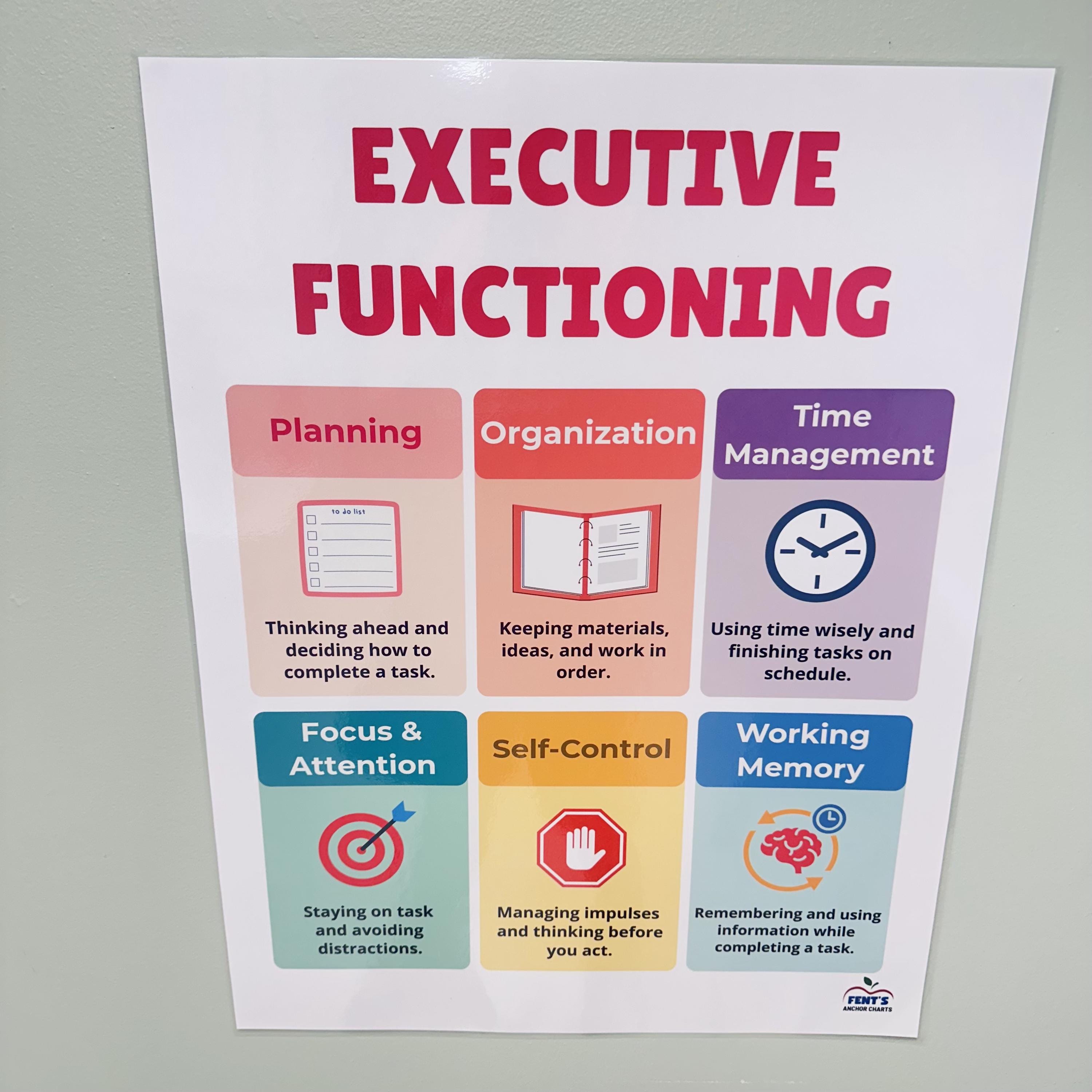 Executive Functioning Skills Laminated Anchor Chart | Study Skills ...