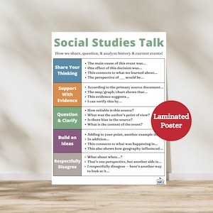 Social Studies Talk Laminated Anchor Chart | History Classroom Anchor Chart