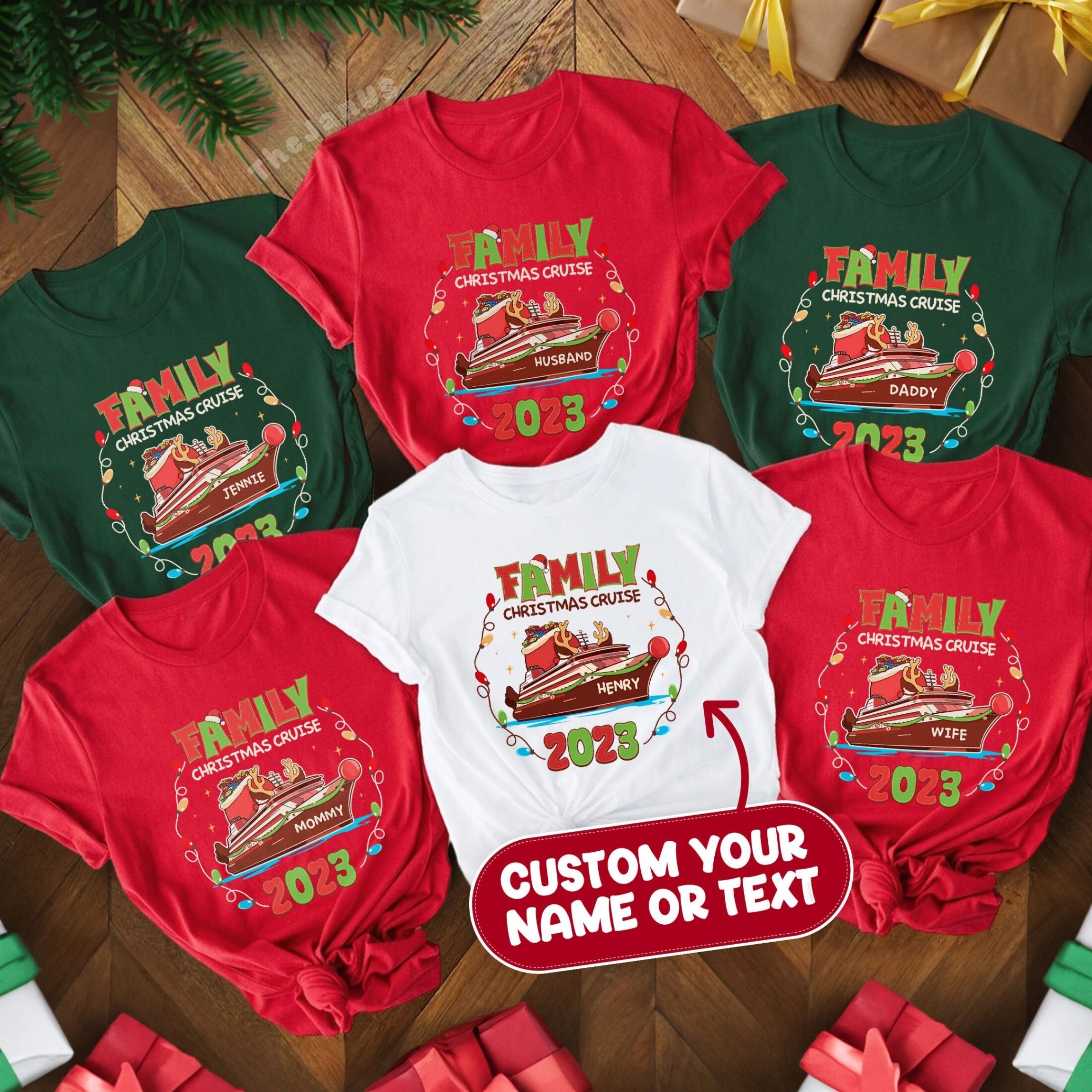 NinouSerigraphie Family Christmas T-Shirt, Christmas Reindeer T-Shirt, Custom Christmas Outfit, Matching Family T-Shirt