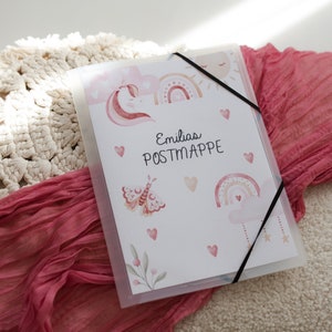 Children's post folder, art folder, school folder "Unicorn pink" personalized