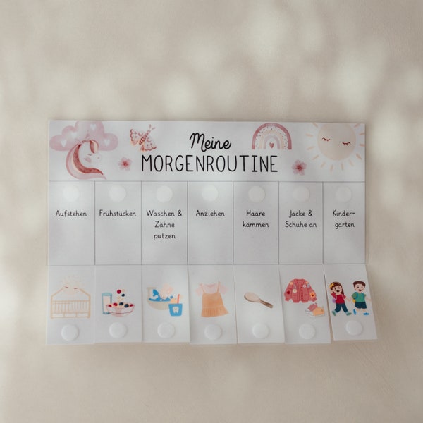 Kinder Morgen-Routineplan Morgenroutine "Einhorn rosa" personalisiert