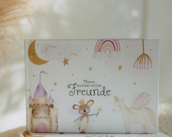 Children's friend book kindergarten friend book kindergarten friend book crib friend book including fabric bag "Unicorn"