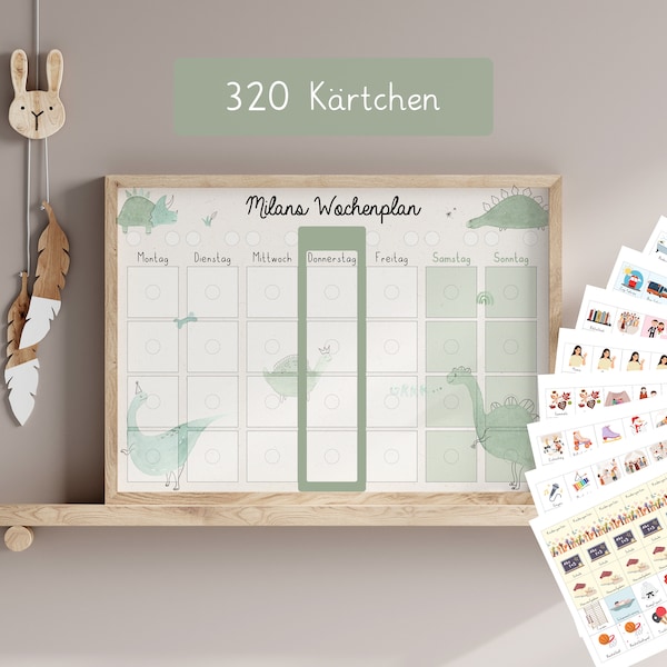 Wochenplan für Kinder Wochenplan Kinder Wochenplaner Montessori personalisiert "Dinos"