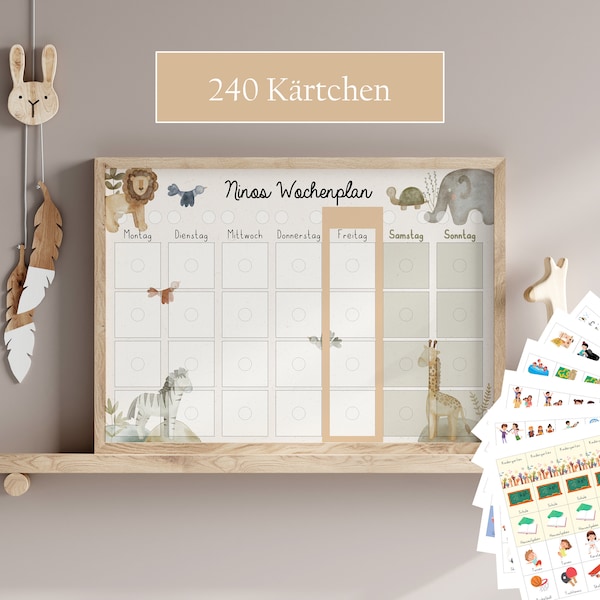 Wochenplan für Kinder Wochenplan Kinder Wochenplaner Montessori personalisiert "Löwe"