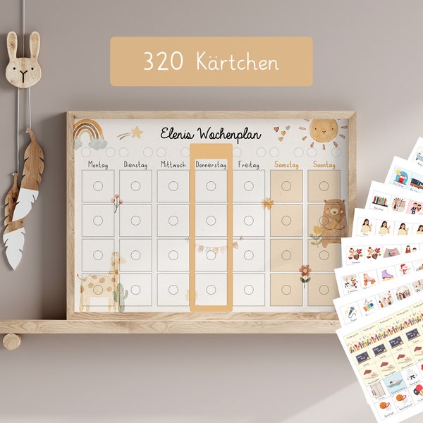 Weekly plan for children Weekly plan for children Weekly planner Montessori personalized "Bear & Giraffe"