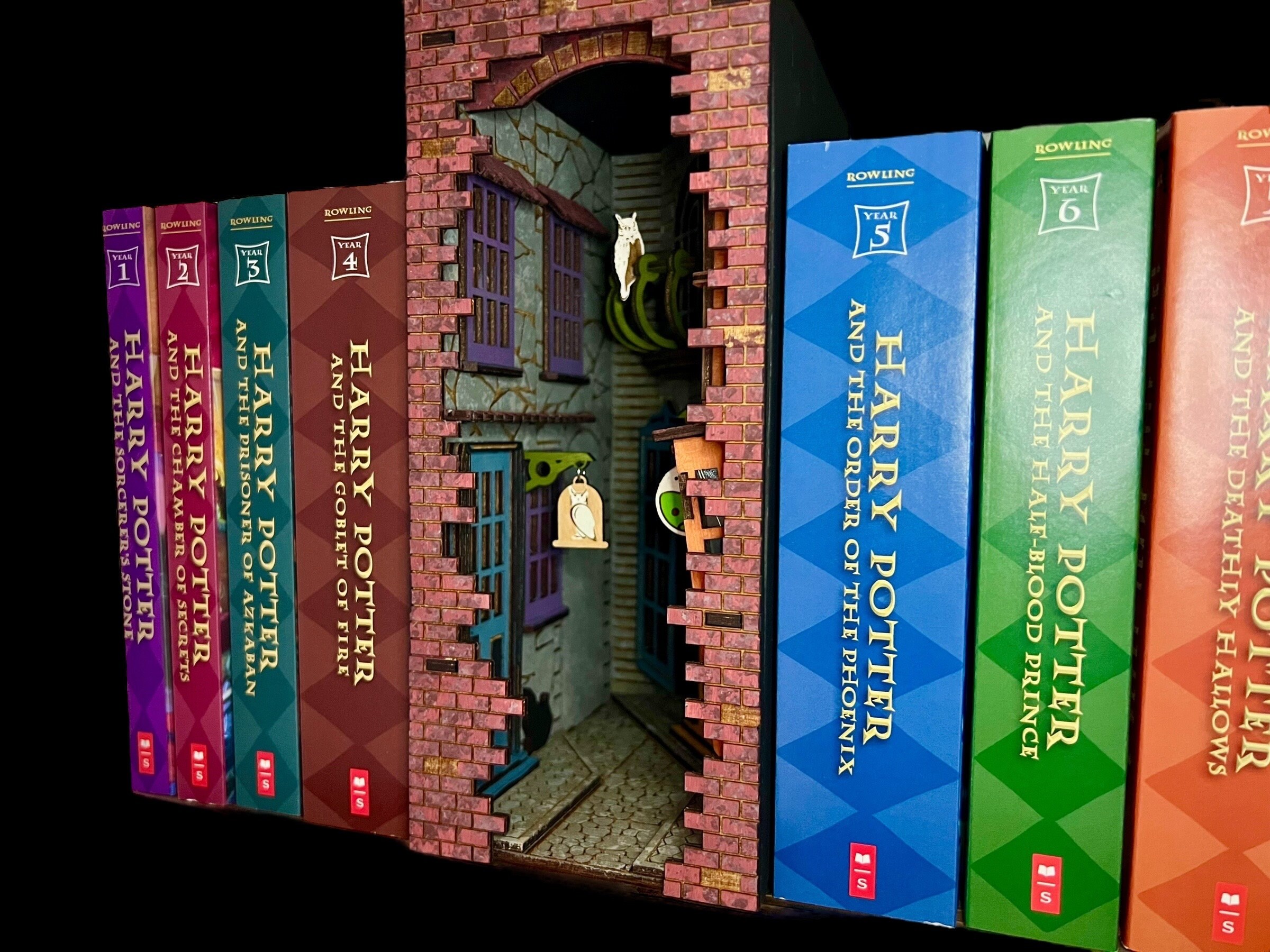 Diagon Alley Inspired Lighted Book Nook Diorama Lighted Hand Painted
