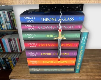 Goldryn Sword Throne of Glass Inspired Bookself Hanging Charm | Fantasy Bookish Bookself Accessories | Fantasy Shelf Hanger Bookshelf Decor