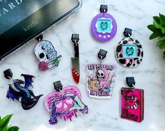 Kindle Charm, Phone Charm, USB C Charm, Kindle Accessory, Dust Cover Plug Charm, Bookish Gifts, E-Reader Accessory, Charging Port Protector