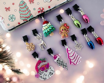Christmas Kindle Charm , USB C Charm, Kindle Accessory, Dust Cover Plug Charm, E Reader Accessory, Port Protector