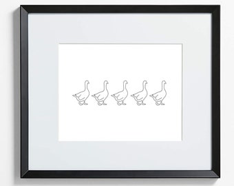 Marching Geese (Black and White)- Digital Print