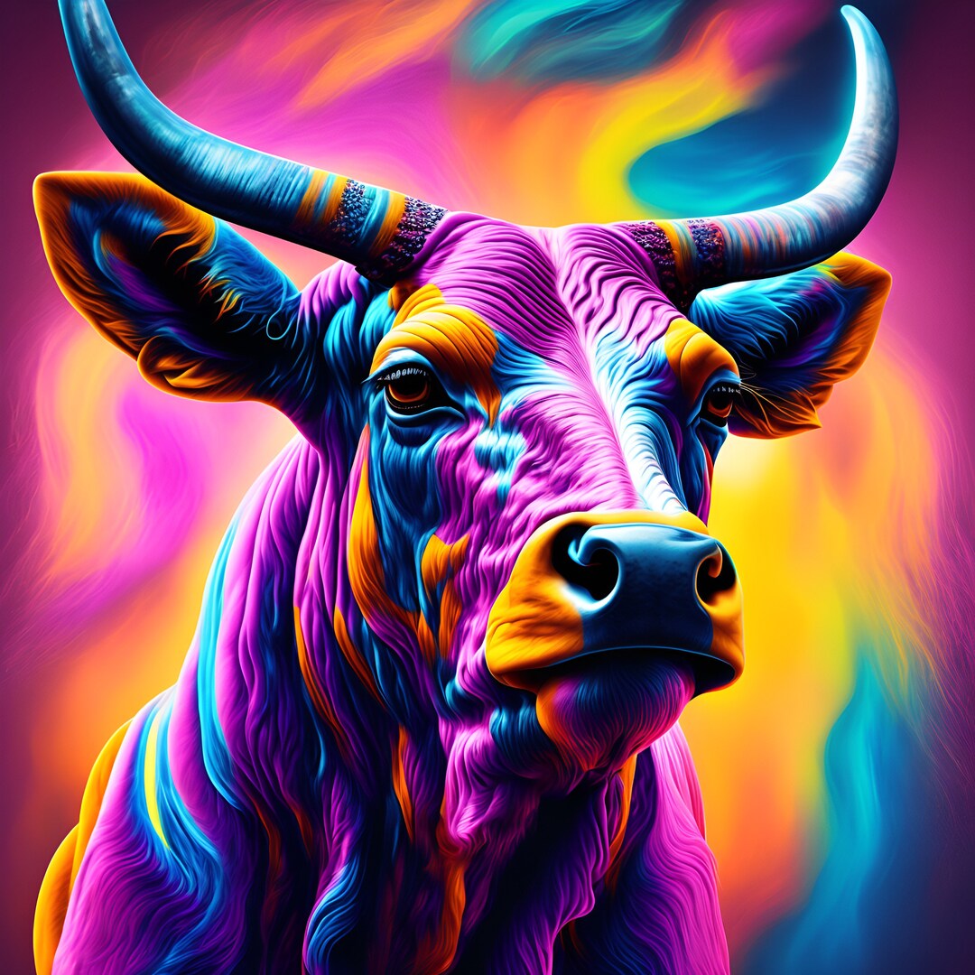 Bull Vintage Portrait Bull Wall Art DIGITAL DOWNLOAD Etsy