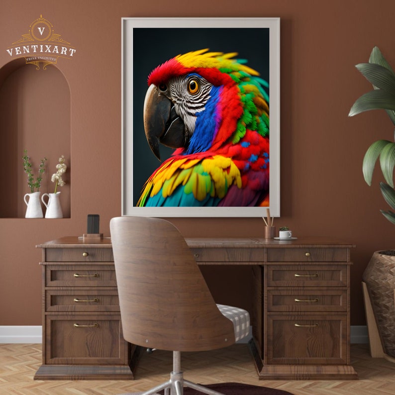 Colorful Art of A Parrot Art Print for Digital Download Vibrant Bird ...