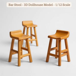 Bar Stool STL File - 3D Print Dollhouse STL - Miniature Chest of Drawers Digital File - 1:12 Scale Doll Furniture Model