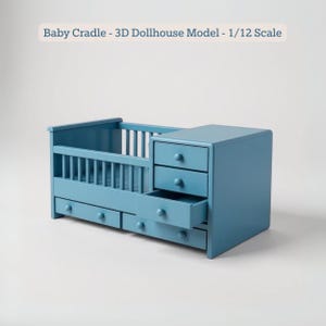 Baby Cradle STL File - Miniature Furniture - Dollhouse 1:12 Scale - 3D Printable Files
