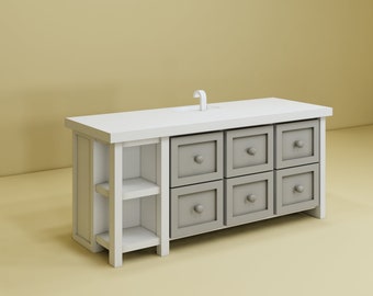 Küchenarbeitsplatte Modell-1 STL Datei - Miniaturmöbel - Puppenhaus-Maßstab 1:12 - 3D Druckbare Dateien
