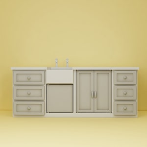 Kitchen Countertop Model-2 STL File - Miniature Furniture - Dollhouse 1:12 Scale - 3D Printable Files image 2
