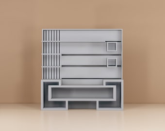 TV Unit STL File - Miniature Furniture - Dollhouse 1:12 Scale - 3D Printable Files