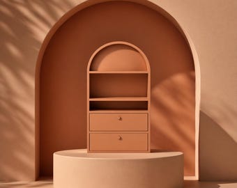 STL Files - 3D Print Files - Miniature Furniture - Dollhouse 1:12 Scale - Arc Shelf