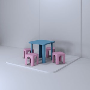 Child Chairs and Table STL File - Miniature Furniture - Dollhouse 1:12 Scale - 3D Printable Files