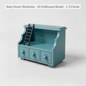 Baby Room Wardrobe STL File - Miniature Furniture - Dollhouse 1:12 Scale - 3D Printable Files