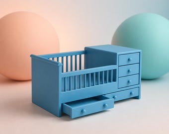 STL Files - 3D Print Files - Miniature Furniture - Dollhouse 1:12 Scale - Baby Cradle